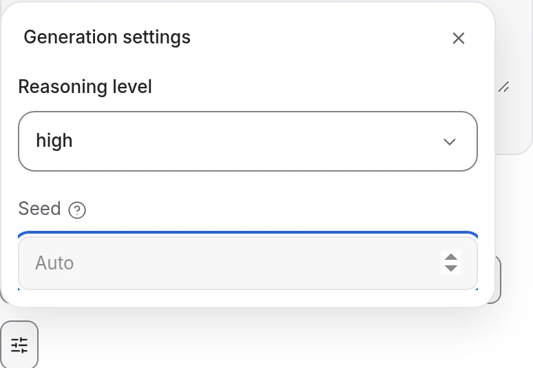Mozify FLUX 3 Max: choose the available generation settings